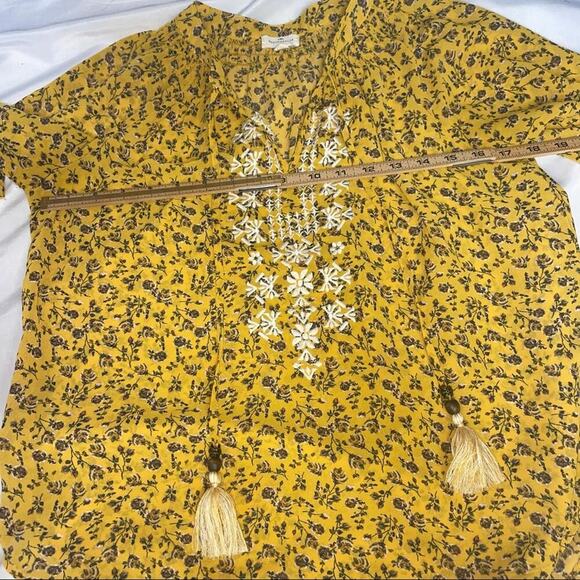 Mason & Belle blouse Stitch Fix Boho Peasant Top SZ XS yellow floral flowy - Picture 9 of 14